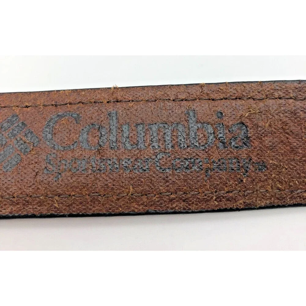 Columbia Leather Belt Woven Fabric Inlay Mens Size 40 Southwestern